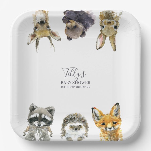 Assiettes En Carton Le Baby shower des animaux des bois (Recto)