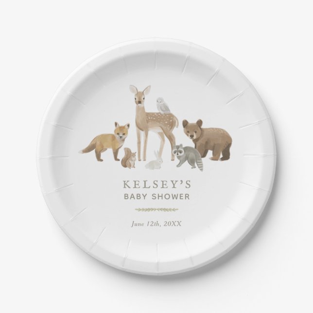 Assiettes En Carton Le Baby shower des animaux des bois (Devant)