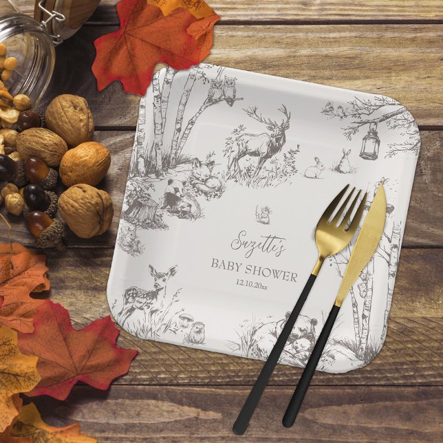 Assiettes En Carton Le Baby shower des animaux des bois (Créateur téléchargé)