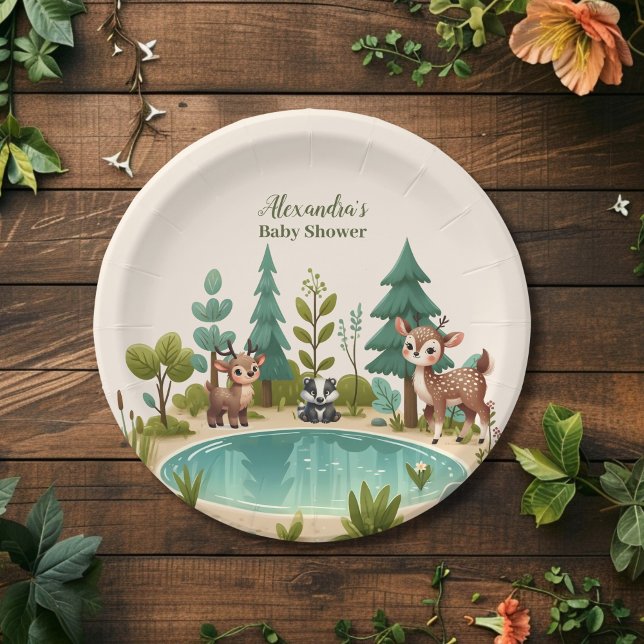 Assiettes En Carton Le Baby shower des animaux des bois (Créateur téléchargé)