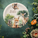 Assiettes En Carton Le Baby shower des animaux des bois<br><div class="desc">Apportez l'enchantement de la forêt à votre baby shower avec nos plaques de papier Baby shower Woodland Forest Animals. Ces charmantes assiettes présentent de délicieuses illustrations de créatures boisées au milieu d'une forêt luxuriante, ajoutant une touche de fantaisie à votre célébration. Conçues avec soin dans le détail, nos plaques en...</div>