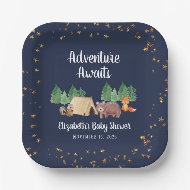 Assiettes En Carton Le Baby shower des animaux des bois (Recto)