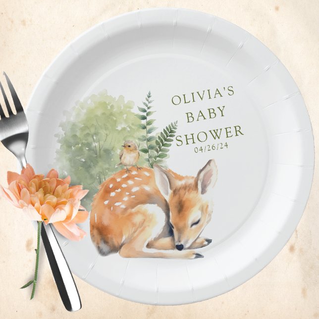 Assiettes En Carton Le Baby shower des cerfs de la nature est un délic (Créateur téléchargé)