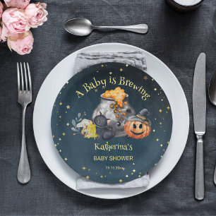 Assiettes En Carton Le bébé baby shower d'Halloween est en train de br
