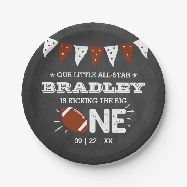 Assiettes En Carton Le Big One | Football 1er anniversaire (Devant)