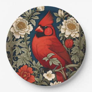 Assiettes En Carton Le Cardinal du Nord Floral William Morris Inspiré