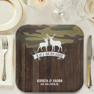 Assiettes En Carton Le Cerf Occidental La chasse est sur le Mariage