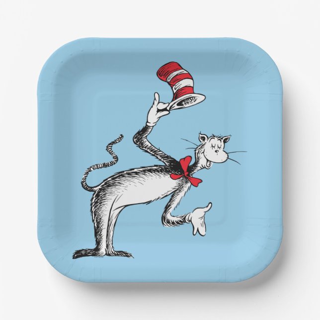Assiettes En Carton Le Chat Chapeauté S'incline (Recto)
