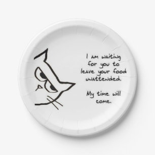 Assiettes En Carton Le chat fâché volera votre nourriture - plaque à