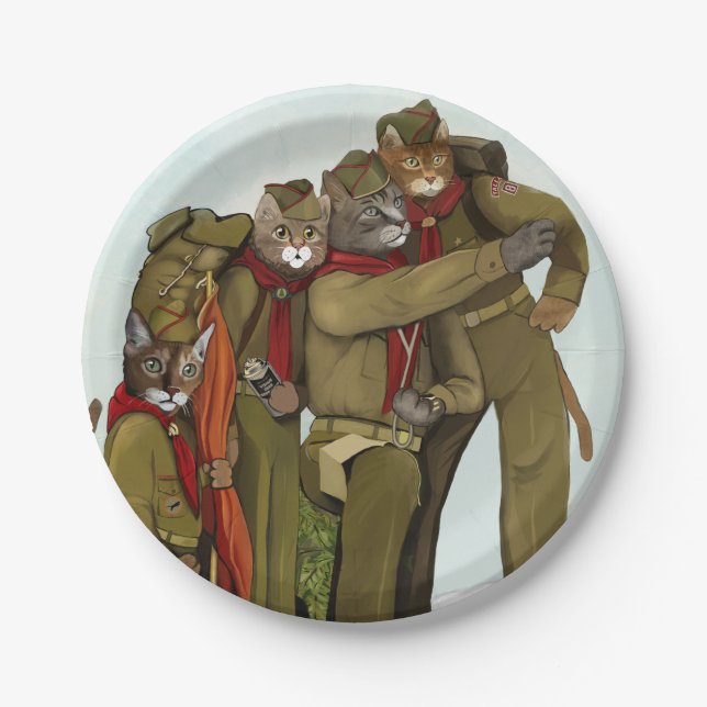 Assiettes En Carton Le chat officiel surveille les plaques à papier (Devant)