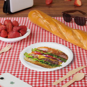 Assiettes En Carton Le cheeseburger appétissant de SlipperyJoe crousti