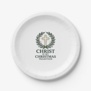 Assiettes En Carton Le Christ est ma tradition de Noël Croix vintage D