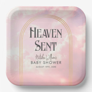 Assiettes En Carton Le ciel a envoyé des nuages Baby shower d'arc rose
