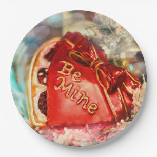 Assiettes En Carton Le coeur Vintage de la Saint Valentin à Red Be Mi