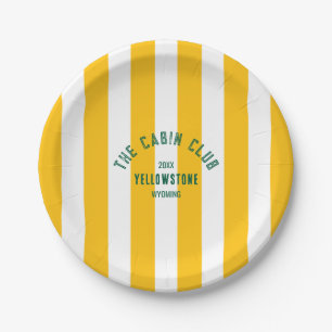 Assiettes En Carton Le Crest Club Cabine personnalisé Rayure jaune Par
