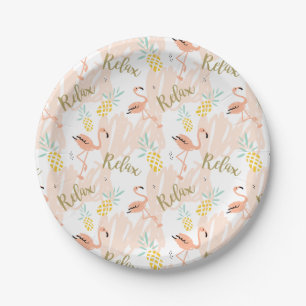 Assiettes En Carton Le Flamant rose de rose en pastel détendent la