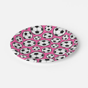 Assiettes En Carton Le football rose