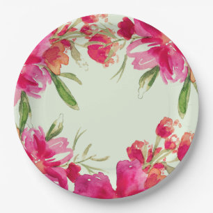 Assiettes En Carton Le fuchsia romantique fleurit les plaques à papier