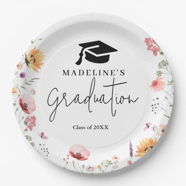 Assiettes En Carton Le goût vaut la peine Fleur sauvage Graduation (Devant)