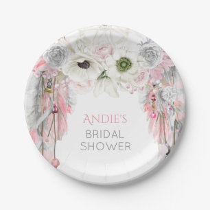 Assiettes En Carton Le gris rêveur de rose de receveur de Boho fait