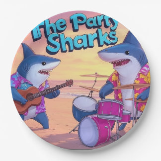 Assiettes En Carton Le groupe Party Sharks