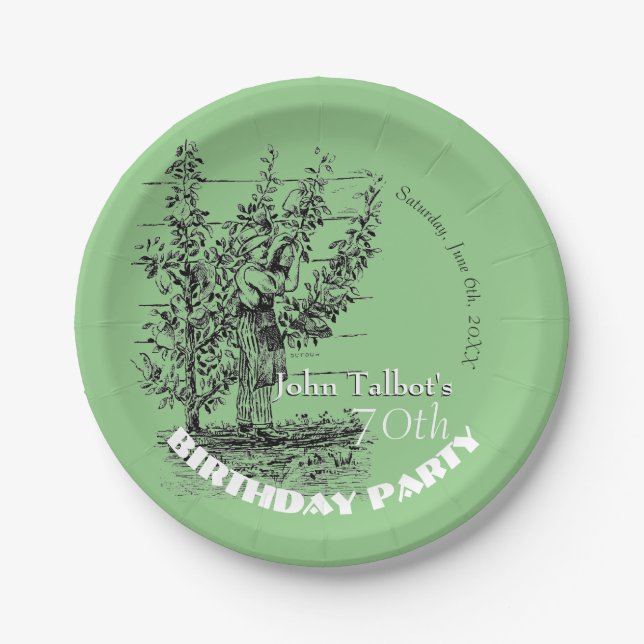 Assiettes En Carton Le jardinier 70e anniversaire Party Papier Plaque (Devant)