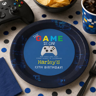 Assiettes En Carton Le jeu est lancé ! Anniversaire de jeu vidéo photo
