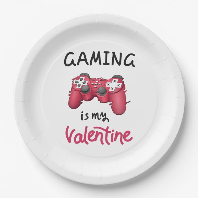 Assiettes En Carton Le jeu est mon Valentin (Devant)