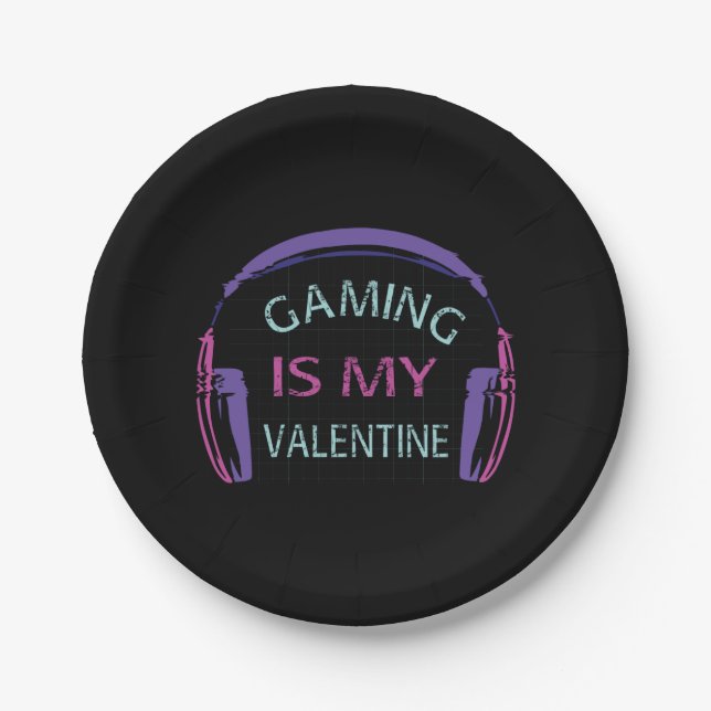 Assiettes En Carton Le jeu est mon Valentin (Devant)