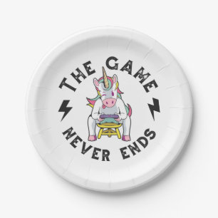 Assiettes En Carton Le Jeu ne se termine jamais pour les Licornes