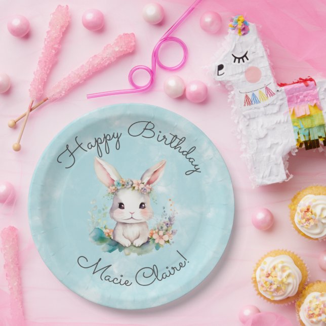 Assiettes En Carton Le lapin est en train de tourner un lapin 1ère fêt (Fête)