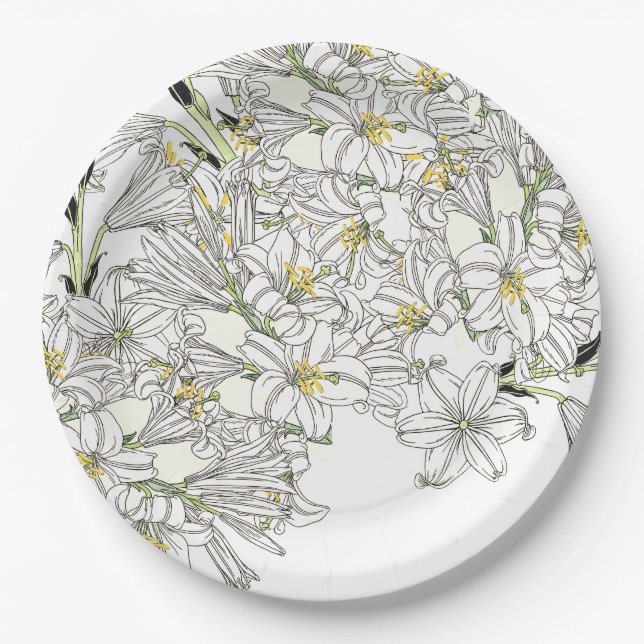 Assiettes En Carton Le lis français de Nouveau d'art fleurit la plaque (Devant)