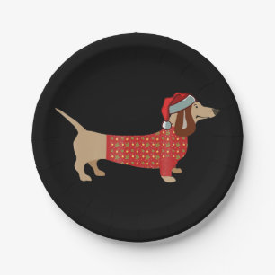 Assiettes En Carton Le Maître de Noël Dachshund Doxie dans le chien