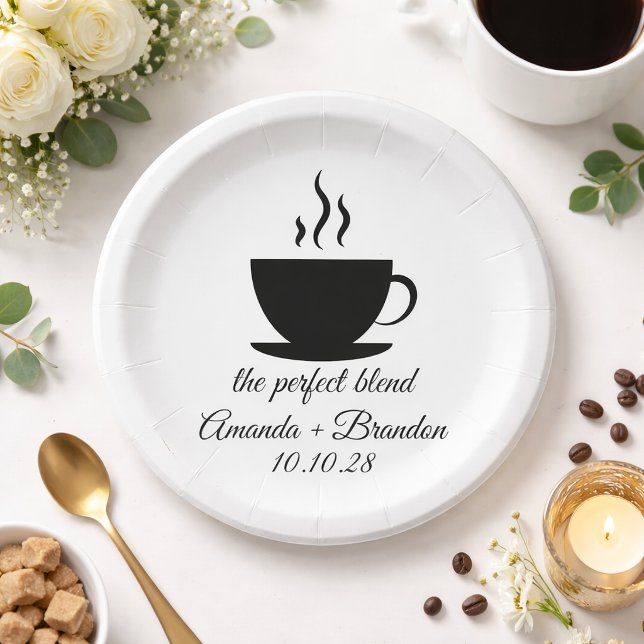 Assiettes En Carton Le Mariage À Café Chaud Mélange Parfait (Créateur téléchargé)