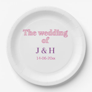 Assiettes En Carton Le mariage du couple nom initiale lettre date