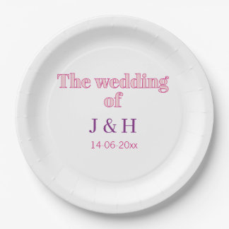 Assiettes En Carton Le mariage du couple nom initiale lettre date