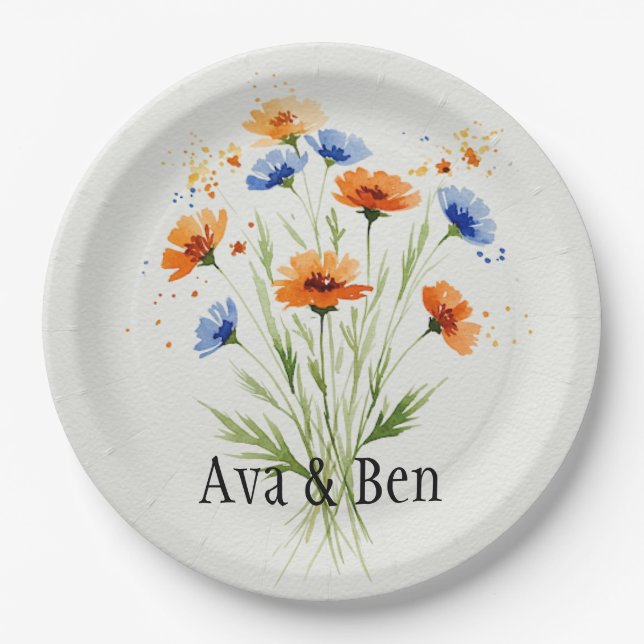 Assiettes En Carton Le Mariage Fleur sauvage Embrace d'été (Devant)