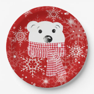 Assiettes En Carton Le museau d'un ours polaire, Noël