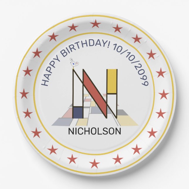 Assiettes En Carton Le néoplasticisme est un monogramme élégant. Lettr (Devant)