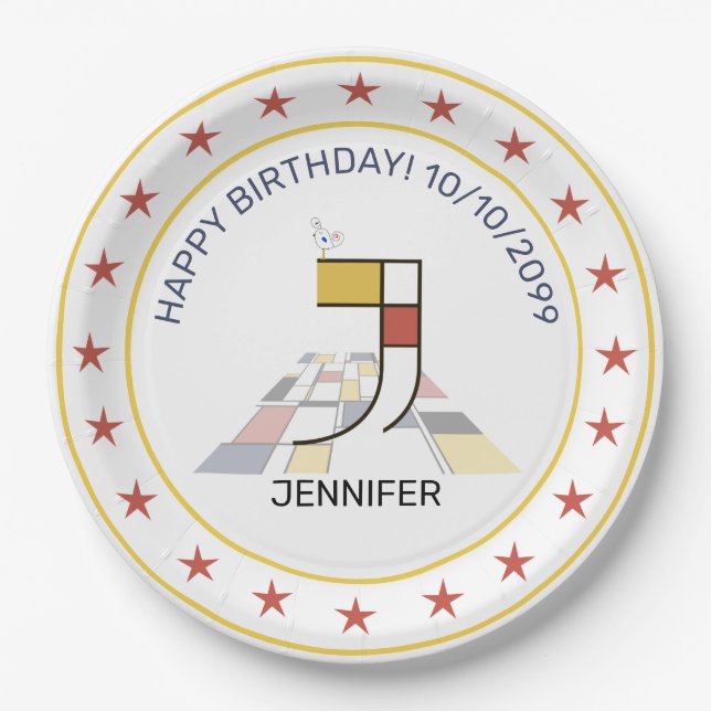 Assiettes En Carton Le néoplasticisme est un monogramme élégant. Lettr (Devant)