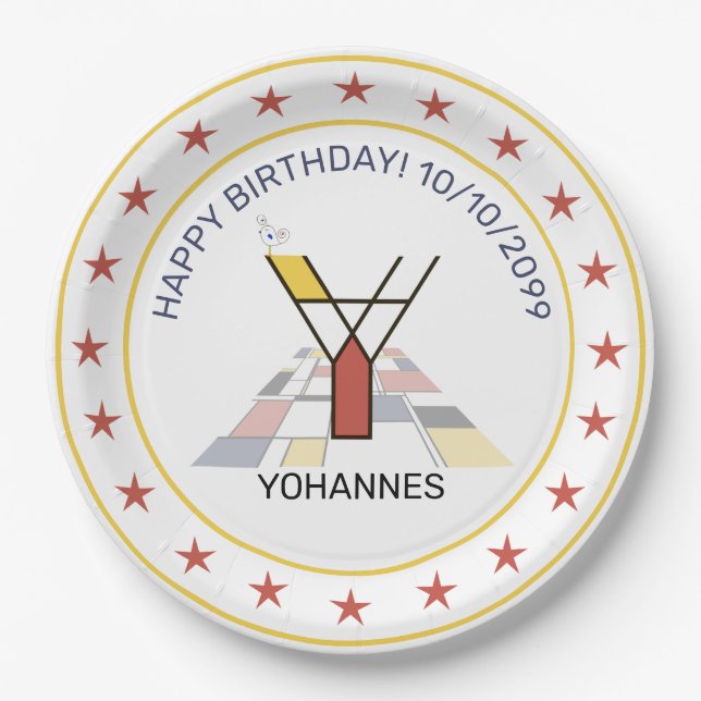 Assiettes En Carton Le néoplasticisme est un monogramme élégant. Lettr (Devant)