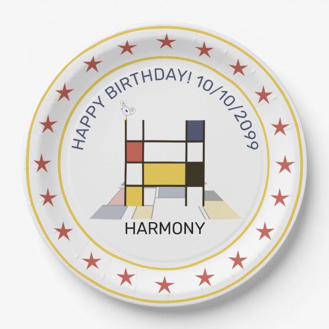 Assiettes En Carton Le néoplasticisme est un monogramme élégant. Lettr (Devant)