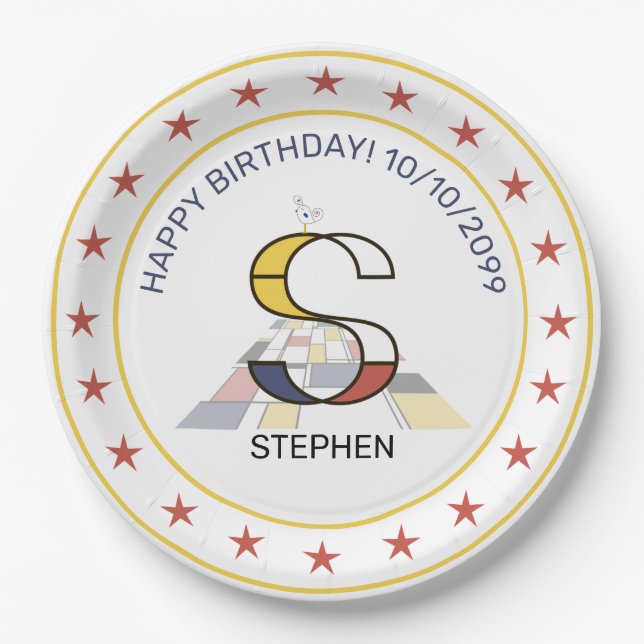 Assiettes En Carton Le néoplasticisme est un monogramme élégant. Lettr (Devant)