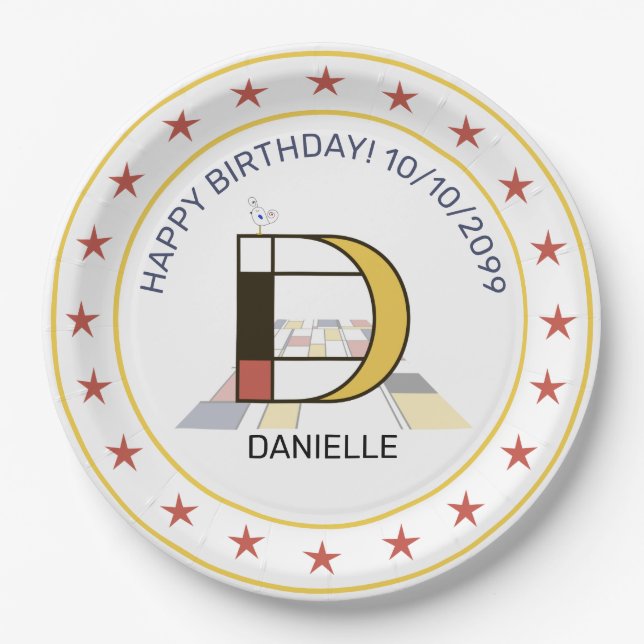 Assiettes En Carton Le néoplasticisme est un monogramme élégant. Lettr (Devant)