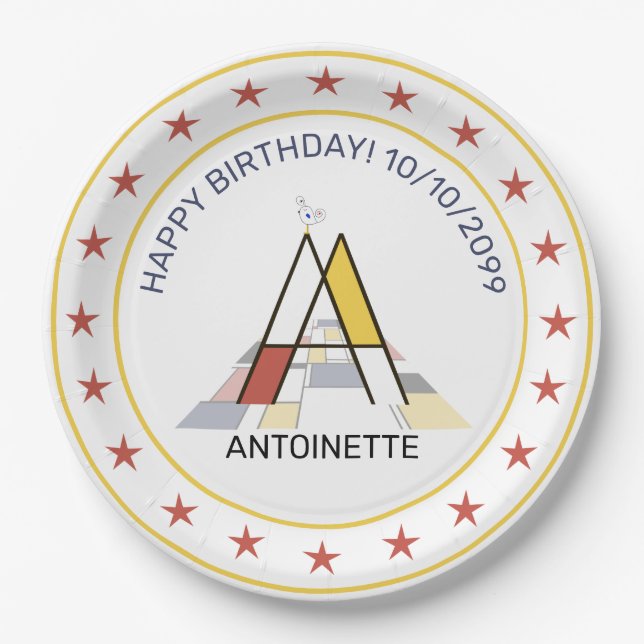 Assiettes En Carton Le néoplasticisme est un monogramme élégant. Lettr (Devant)