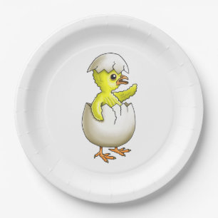 Assiettes En Carton Le nouveau poussin de Pâques éclos