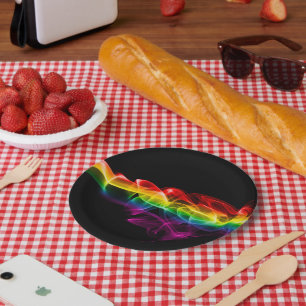 Assiettes En Carton Le panache d'énergie arc-en-ciel de SlipperyJoe a 