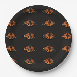 Assiettes En Carton Le papillon Monarque dans la clé d'Orange