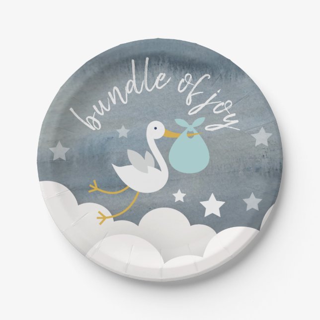 Assiettes En Carton Le paquet bleu de cigogne tient le premier rôle le (Devant)