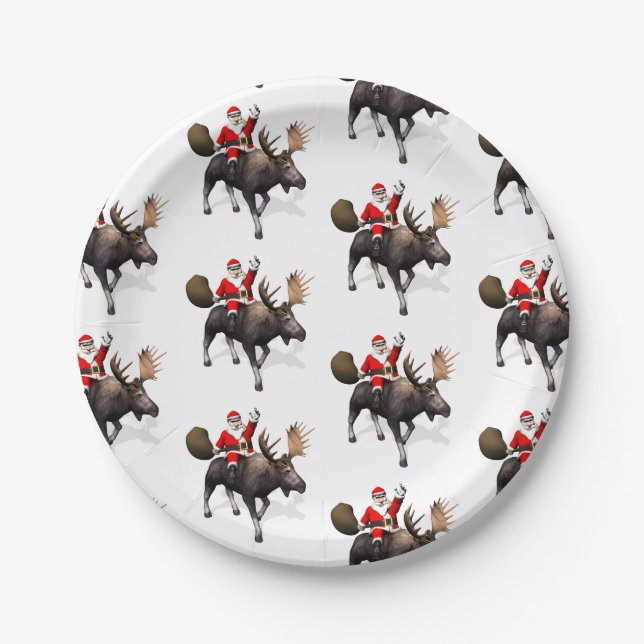 Assiettes En Carton Le Père Noël À L'Oie (Devant)